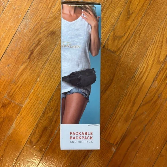 Bella Russo Packable Backpack And Hip Pack New Black Water Resistant Lightweight - Picture 4 of 5